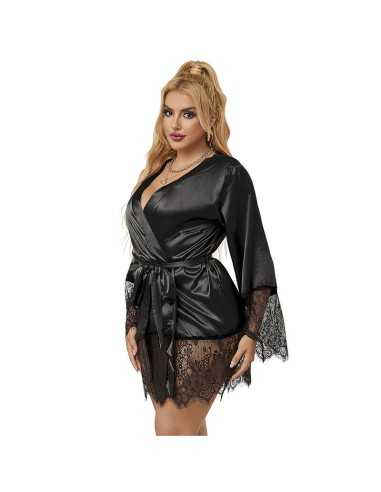 Subblime Elegante Pigiama Pizzo + Perizoma Nero S/M