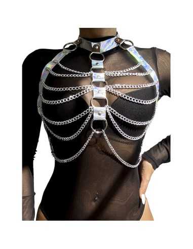 Subblime Chest Harness With Rings And Chains Silver One Size