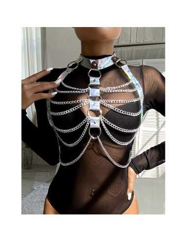 Subblime 953737 Brustgurt Mit Ringen Und Ketten Silber Eine Grösse - MySexyShop.eu