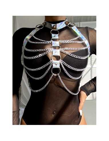 Subblime 953737 Brustgurt Mit Ringen Und Ketten Silber Eine Grösse - MySexyShop.eu