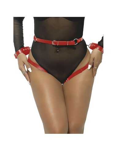 Subblime 953706 Handschellen Mit Bondage-Gürtel Rot Eine Grösse - MySexyShop.eu