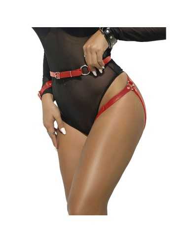 Subblime Handcuffs With Bondage Belt Red One Size