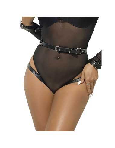 Subblime Handcuffs With Bondage Belt Black One Size