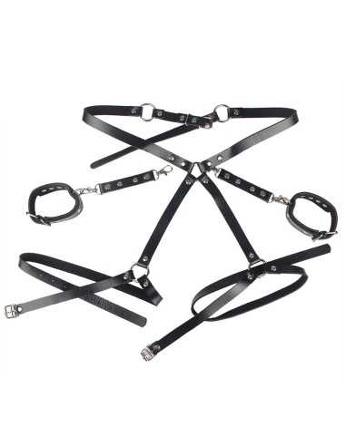 Subblime Handcuffs With Bondage Belt Black One Size