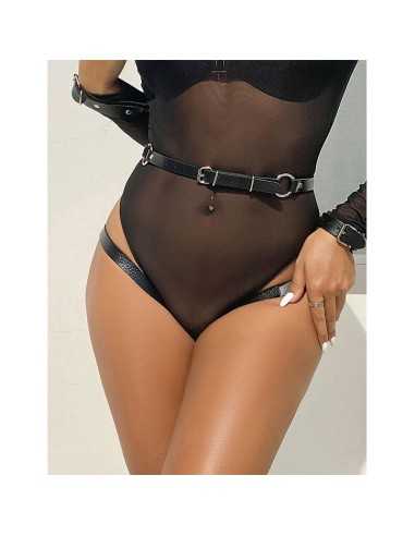 Subblime Handcuffs With Bondage Belt Black One Size