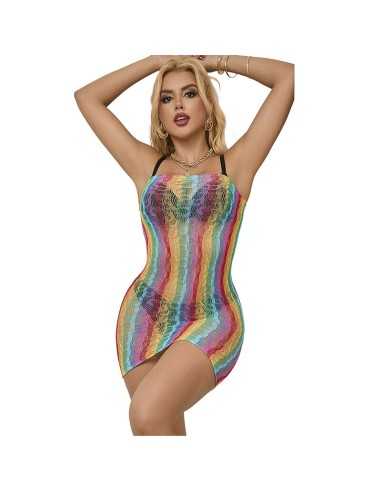 Subblime 952457 Rainbow Off Shoulder Rmelloser Netz Kleid Eine Grösse - MySexyShop.eu