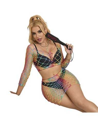Subblime 952440 2-Teiliger Netz-Satz Langarm Regenbogen Eine Grösse - MySexyShop.eu