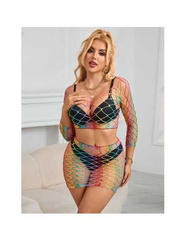 Subblime 952440 2-Teiliger Netz-Satz Langarm Regenbogen Eine Grösse - MySexyShop.eu