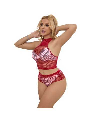 Subblime Fishnet Set With Pink Diamonds One Size