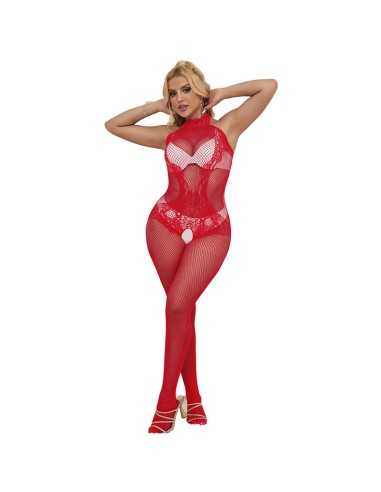 Subblime 952372 Bodystocking Sem Fundo De Rede E Renda Com Gola Alta Vermelho Tamanho Único |