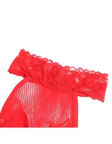 Subblime 952372 Bodystocking Crotchless De Rejilla Y Encaje Con Cuello Alto Rojo Talla Única - Subblime 952372 Bodystocking Crotchless De Rejilla Y Encaje Con Cuello Alto Rojo Talla Única -