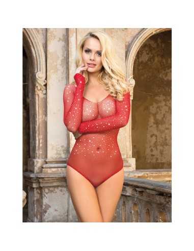 Subblime Shiny Grill Body With Off Shoulders Long Sleeve Red One Size