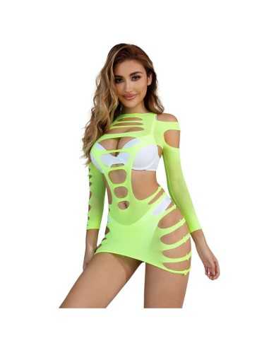 Subblime Vestito Elastico A Rete Manica Lunga Verde Taglia Unica