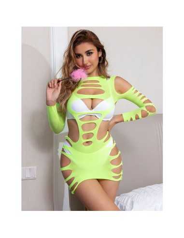 Subblime Vestito Elastico A Rete Manica Lunga Verde Taglia Unica