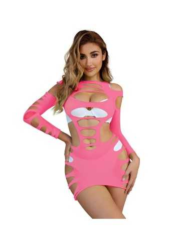 Subblime 952273 Vestido De Rejilla Elstico Manga Larga Rosa Talla Única - MySexyShop (ES)