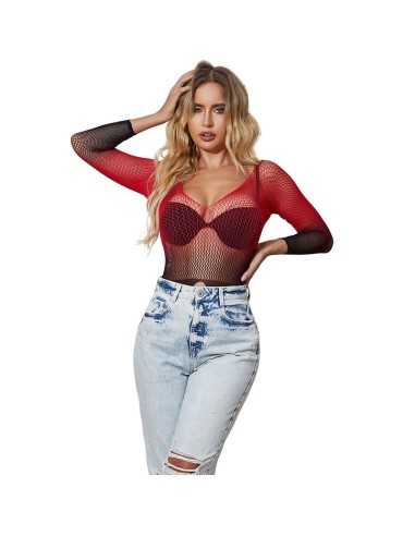 Subblime Vestito Elastico A Rete Manica Lunga Sfumato Rosso E