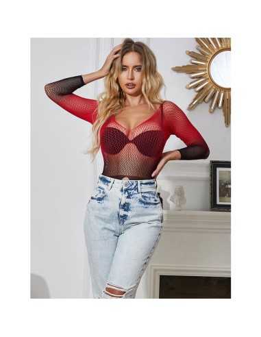 Subblime 952259 Vestido De Rejilla Elstico Manga Larga Degradado Rojo Y Negro Talla Única -