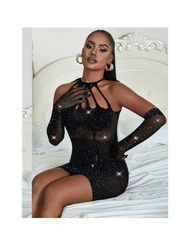 Subblime 952235 Netzkleid Mit Strass Schwarz Einheitsgrösse - MySexyShop.eu