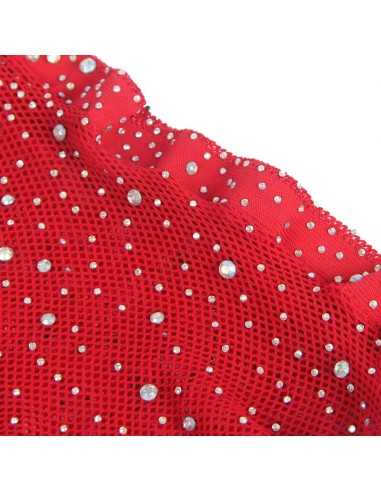 Subblime Bodystocking Resille Avec Gants Et Diamants Rouge