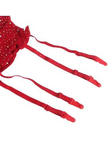 Subblime 952181 Bodystocking De Rejilla Con Guantes Y Diamantes Rojo Talla Única - MySexyShop (ES)