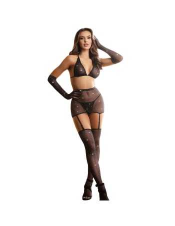 Subblime 952174 Netz-Bodystocking Mit Handschuhen Und Diamanten Schwarz Eine Grösse - MySexyShop.eu