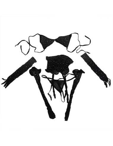 Subblime 952174 Bodystocking De Rejilla Con Guantes Y Diamantes Negro Talla Única - MySexyShop (ES)