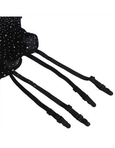 Subblime Bodystocking A Rete Con Guanti E Strass Nero Taglia
