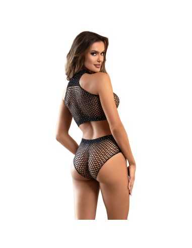 Subblime Fishnet Set With Rhinestones Black One Size