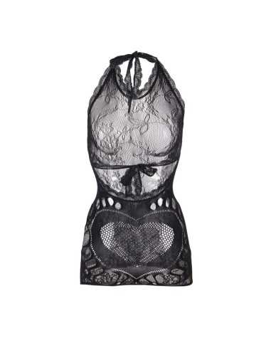 Subblime Short Fishnet Dress With Back Back And Heart Detail Black One Size