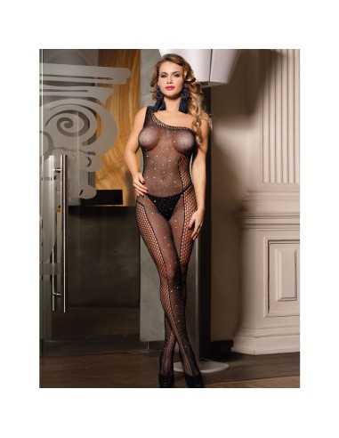 Subblime 952037 One Shoulder Fishnet Bodystocking Mit Diamanten Schwarz Eine Grösse - MySexyShop.eu