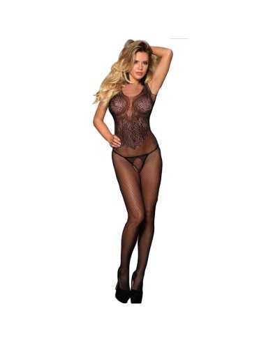 Subblime 951962 Netz-Bodystocking Ohne Schritt Und Blumenmuster Schwarz Eine Grösse - MySexyShop.eu