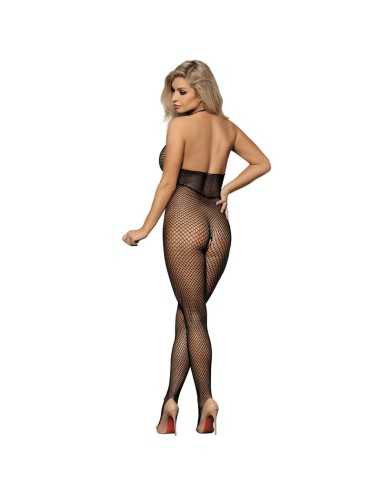 Subblime 951788 Langer Netz-Bodystocking Mit Riemen Auf Brust Und Rücken Schwarz Eine Grösse -