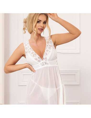 Subblime - Babydoll Décolleté V Dentelle Blanc S/M - MySexyShop