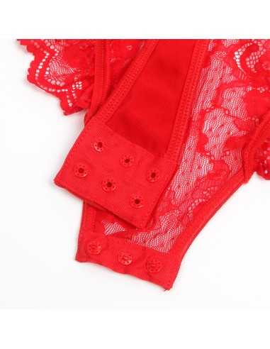 Subblime Teddy Mit Strumpfband Mit Spitzendetail Und Streifen Rot L/Xl - MySexyShop.eu