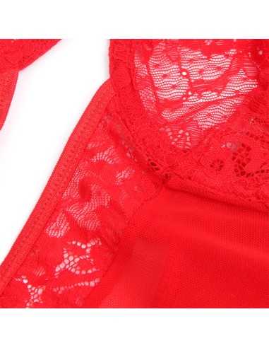 Subblime Teddy Con Liga Detalle Encaje Y Tiras Rojo S/M - MySexyShop (ES)