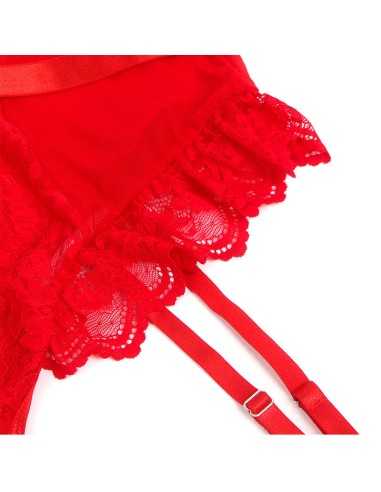 Subblime Teddy Con Liga Detalle Encaje Y Tiras Rojo S/M - MySexyShop (ES)