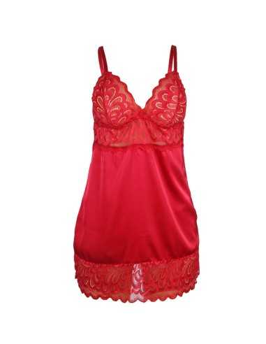Subblime Babydoll In Raso Con Pizzo Rosso L/Xl