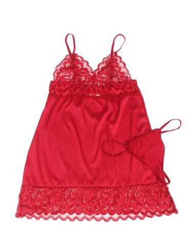 Subblime Satin-Babydoll Mit Spitze Rot S/M - MySexyShop.eu