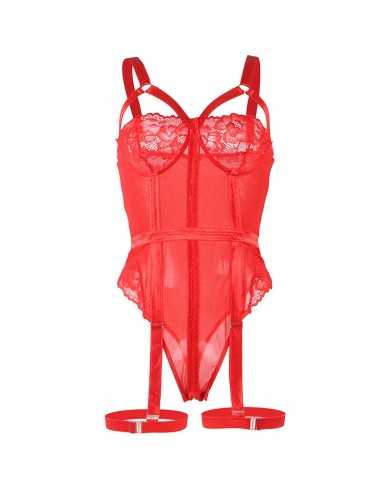 Subblime Teddy Mit Strumpfband-Detail Brust Rot L/Xl - MySexyShop.eu