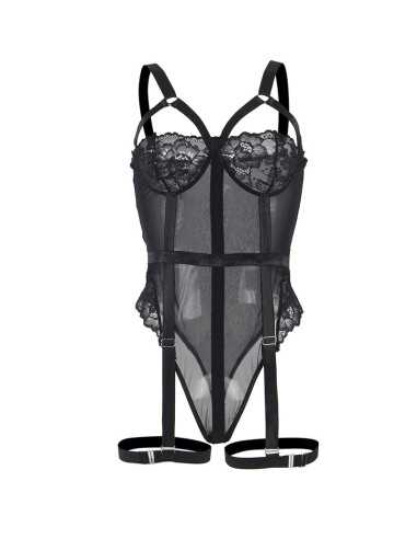 Subblime Teddy Mit Strumpfband-Detail Auf Der Brust Schwarz S/M - MySexyShop.eu