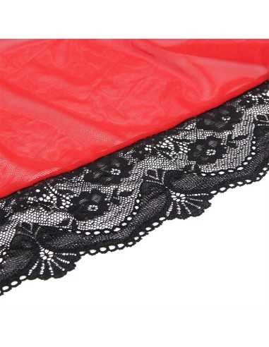 Subblime Transparenter Stoffmantel Mit Spitzendetail Rot L/Xl - MySexyShop.eu