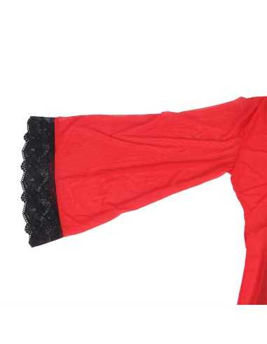 Subblime Transparenter Stoffmantel Mit Spitzendetail Rot S/M - MySexyShop.eu