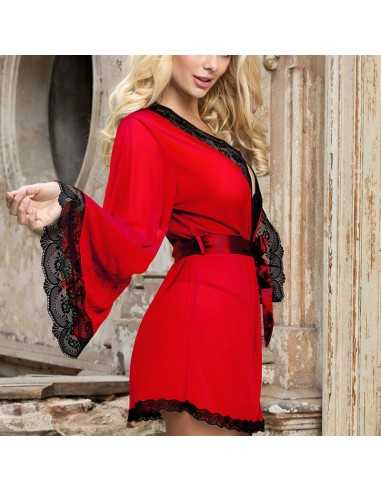 Subblime Bata Tela Transparente Detalle Encaje Rojo S/M - MySexyShop (ES)