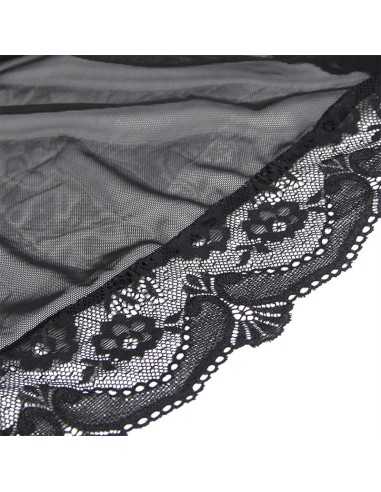 Subblime Transparenter Stoffmantel Mit Spitzendetail Schwarz L/Xl - MySexyShop.eu