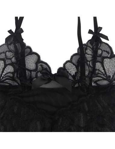 Subblime Babydoll Con Tirantes Ajustables Y Estampado Floral De Encaje Transparente Negro L/Xl -