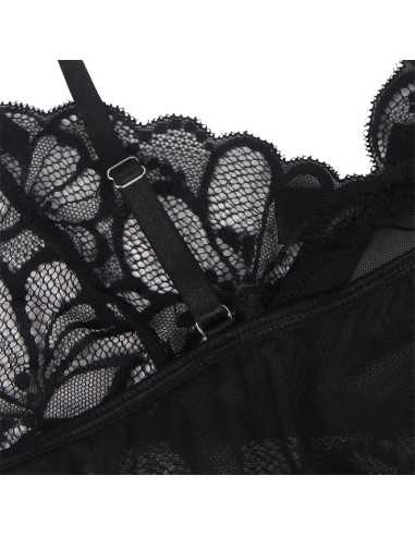 Subblime Babydoll Con Tirantes Ajustables Y Estampado Floral De Encaje Transparente Negro S/M - Subblime Babydoll Con Tirantes Ajustables Y Estampado Floral De Encaje Transparente Negro S/M -