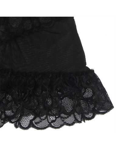 Subblime Babydoll Mit Verstellbaren Trgern Und Transparenter Spitze Mit Blumendruck Schwarz S/M -