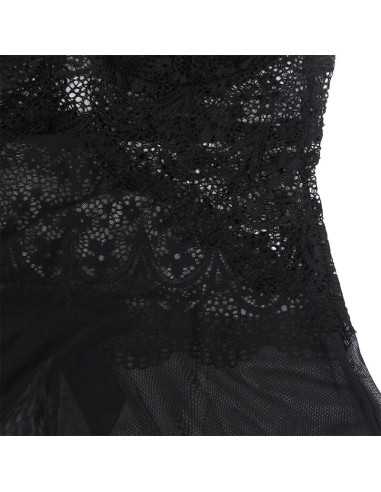 Subblime Babydoll Tela De Tul Detalle Encaje Y Flor Negro L/Xl - MySexyShop (ES)