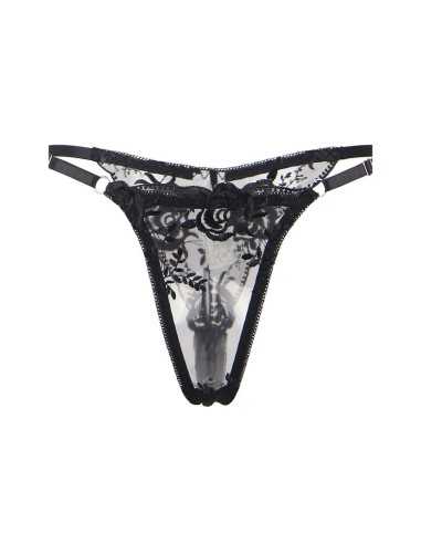 Subblime Set Of Pieces Bra + Thong + Garter Floral Print Black S/M