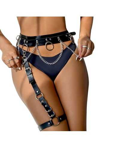 Subblime Gürtel Und Strumpfband Mit Ringen Und Kette Detail Eine Grösse - MySexyShop.eu